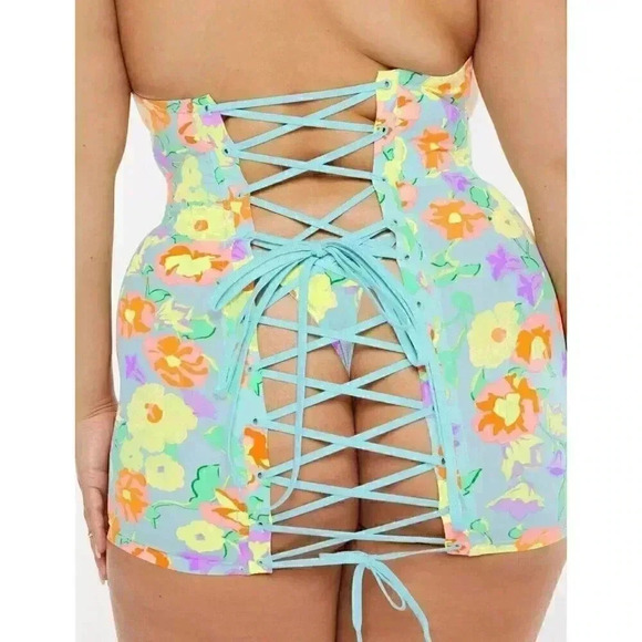 Savage Fenty Free Spirit Floral Cupless Corset Matchin Panty House Size 1X NWT - Picture 5 of 12